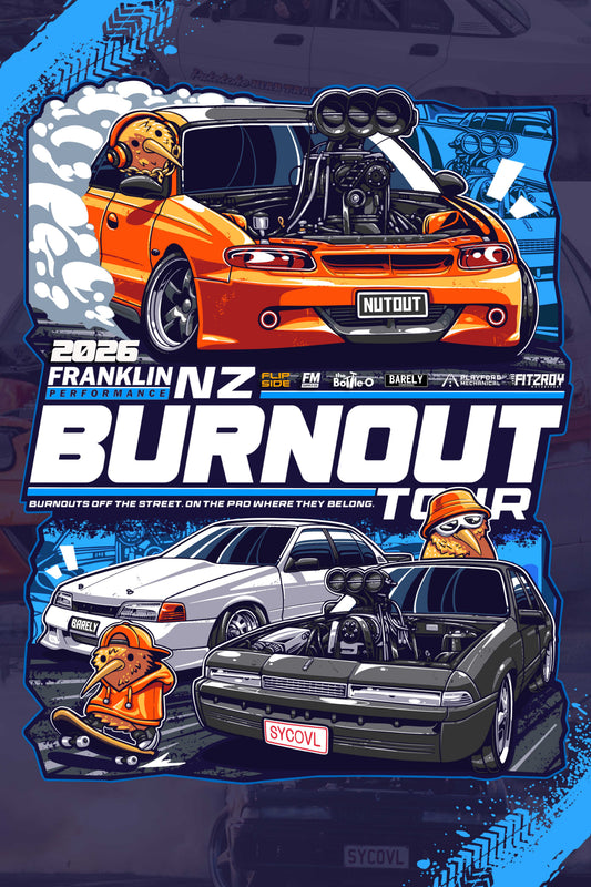 NZ Burnout Tour Flags